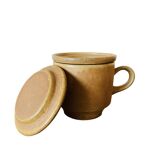 Tasse en grès avec couvercle et infuseur à thé vintage