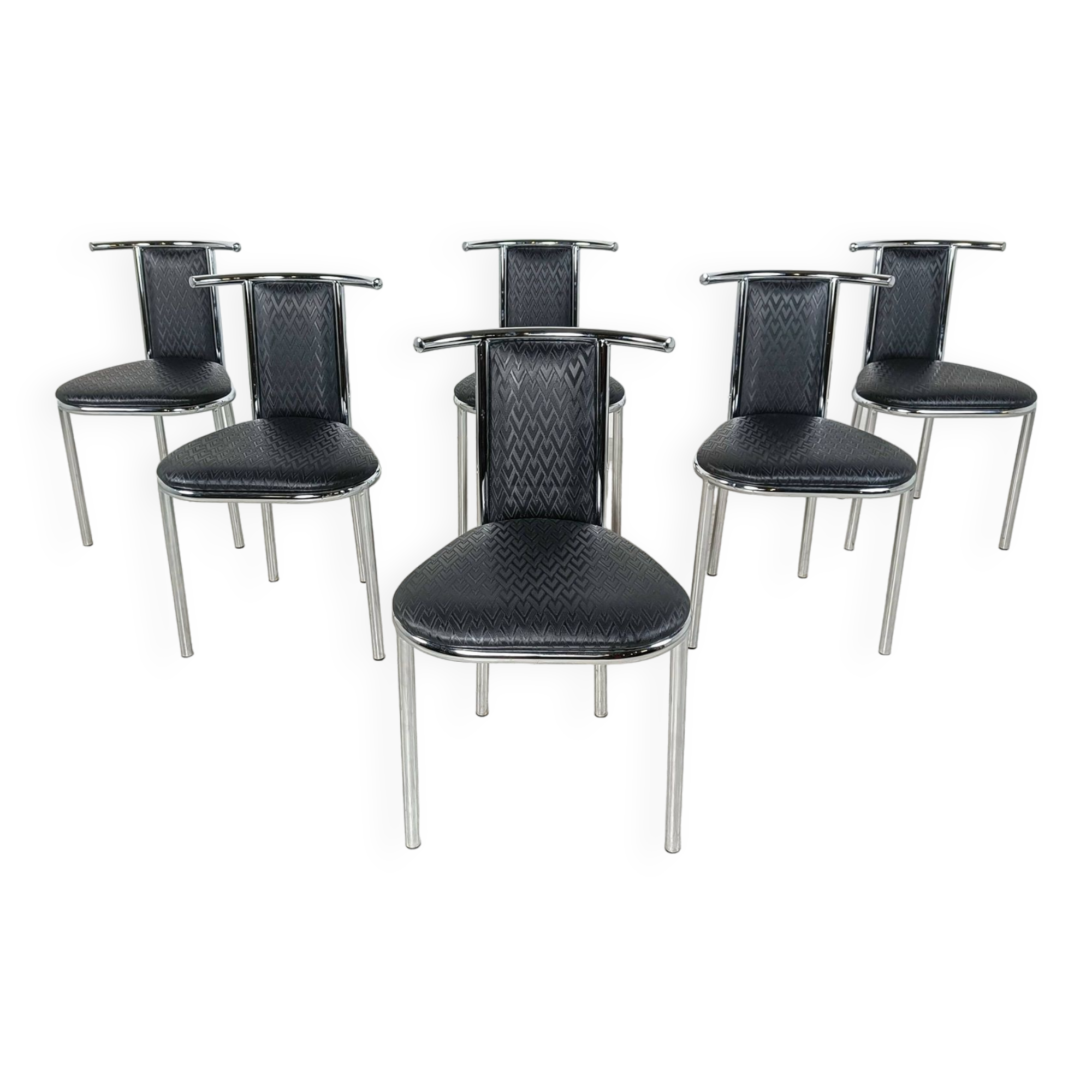 Vintage chrome postmodern dining chairs, 1980s