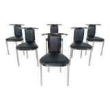Chaises de salle à manger vintage postmodernes chromées, 1980