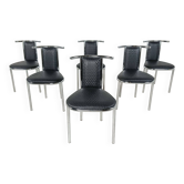Chaises de salle à manger vintage postmodernes chromées, 1980