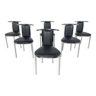 Vintage chrome postmodern dining chairs, 1980s