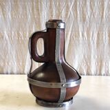 Vase / jug in solid wood and metal - mid 20th century