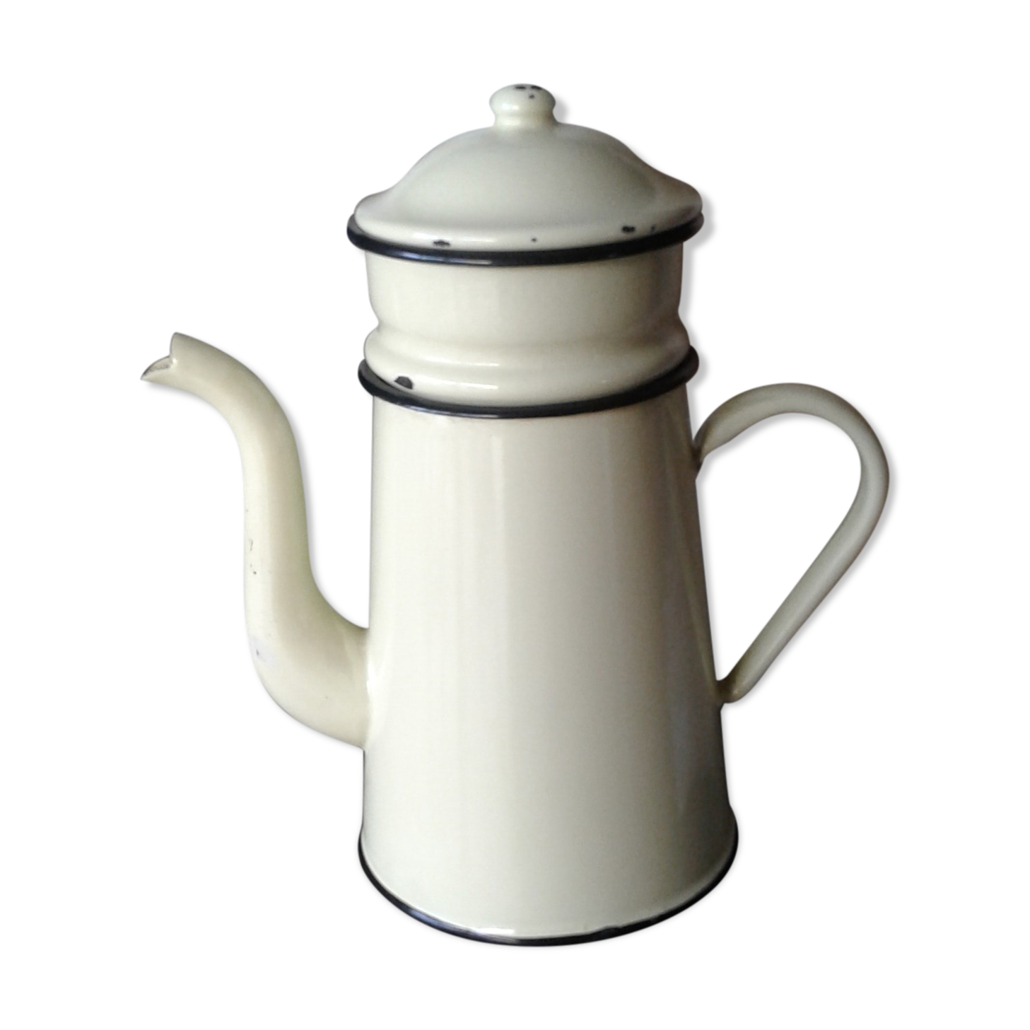 enamelled, yellow coffee maker. Vintage 50