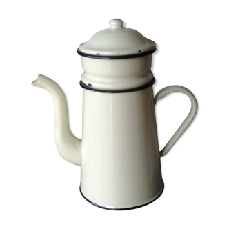 enamelled, yellow coffee maker. Vintage 50