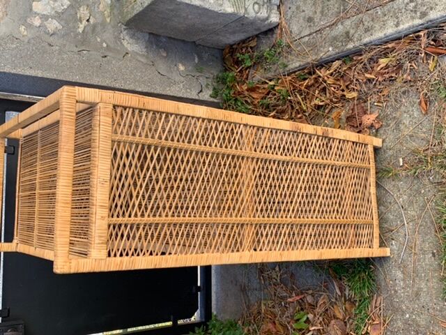 Rattan wicker shelf, 3 floors vintage 1960/70
