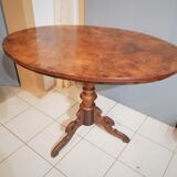Table d'appoint ovale Louis Philippe d'époque en noyer et ronce de noyer ,pied tripode