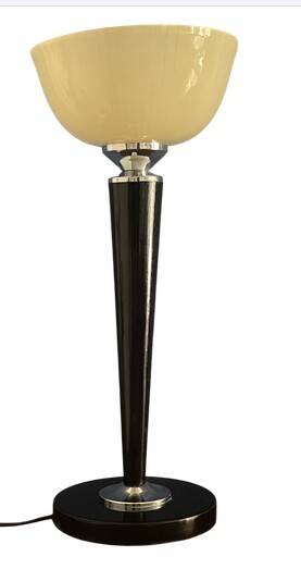 Art Deco lamp "Mazda" wood and glass