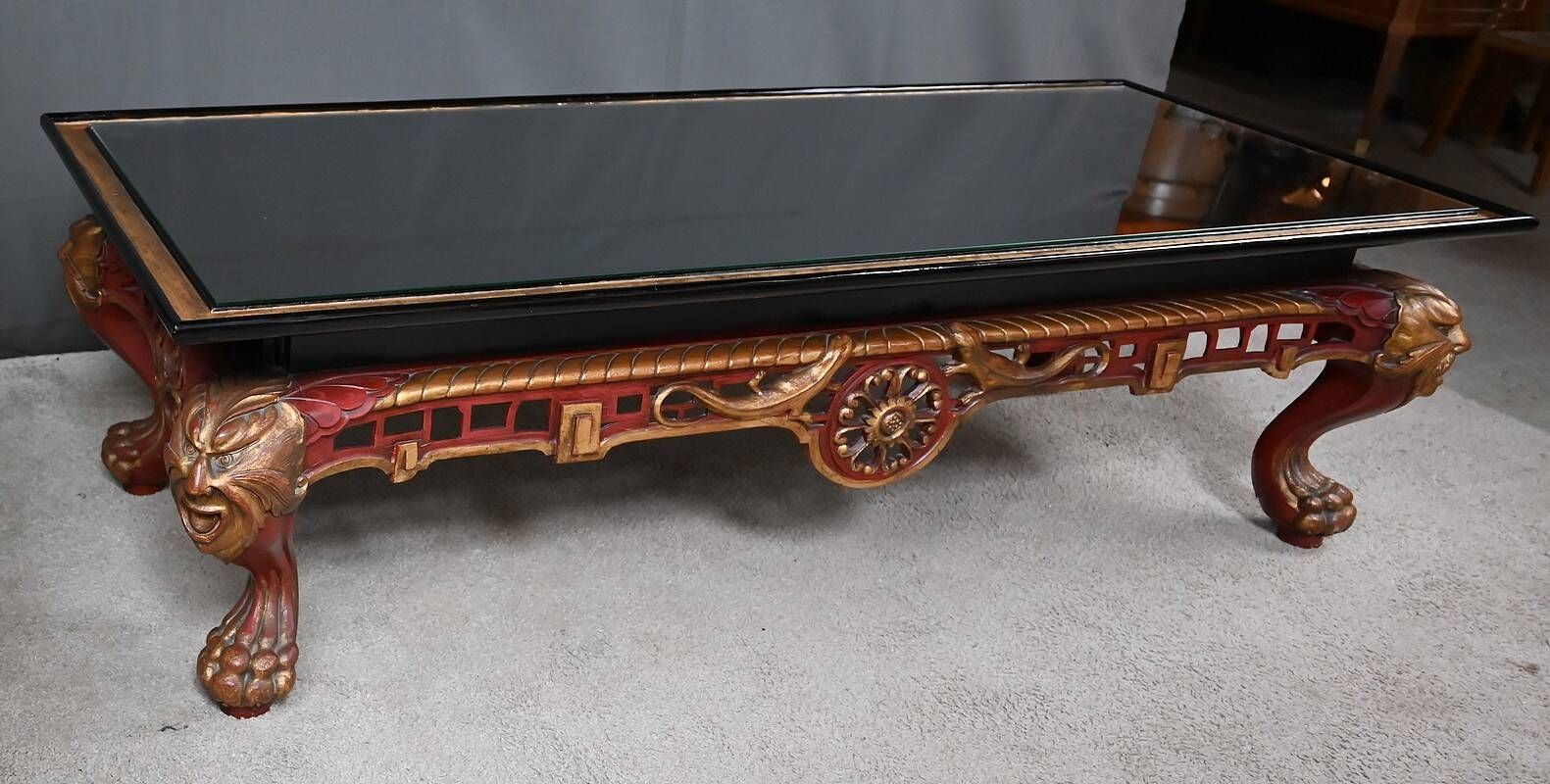 Large Imperial Coffee Table with Glass Top, China – 20th Century
