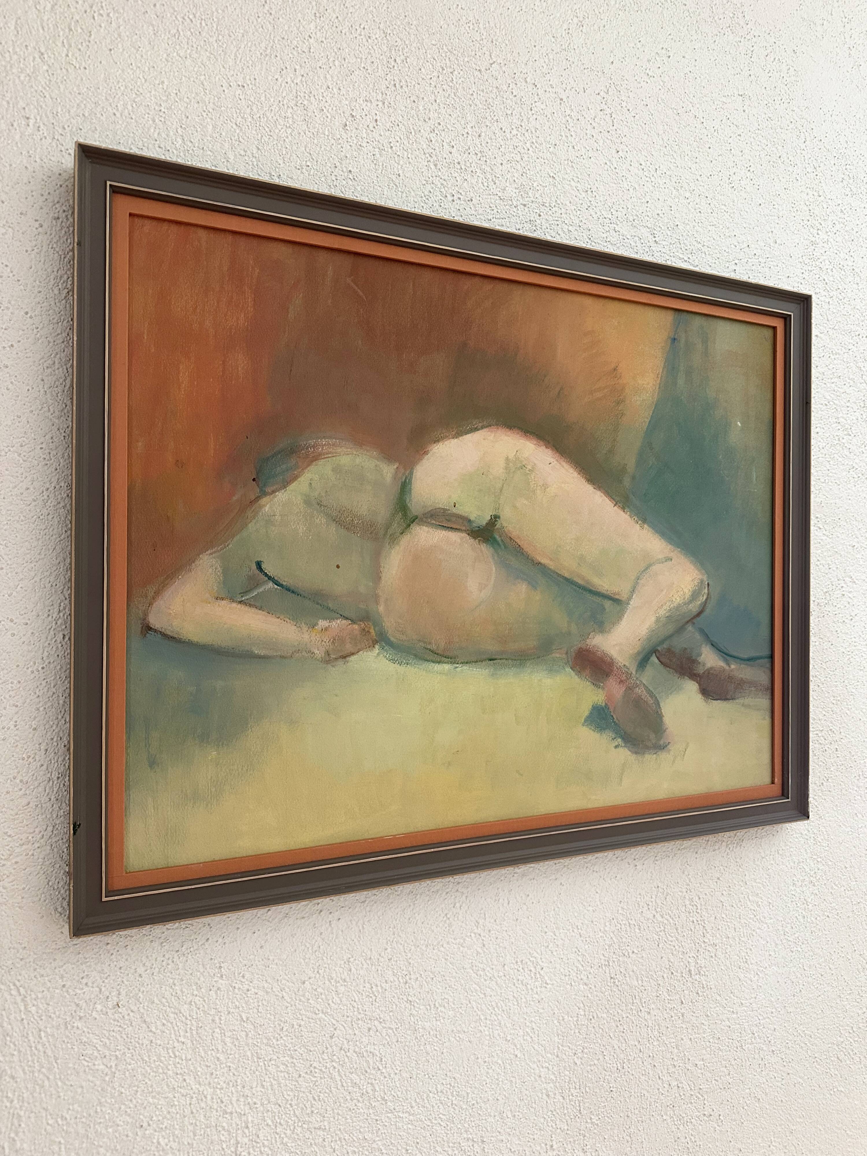 Figurative painting signed Marais, France, 1970s