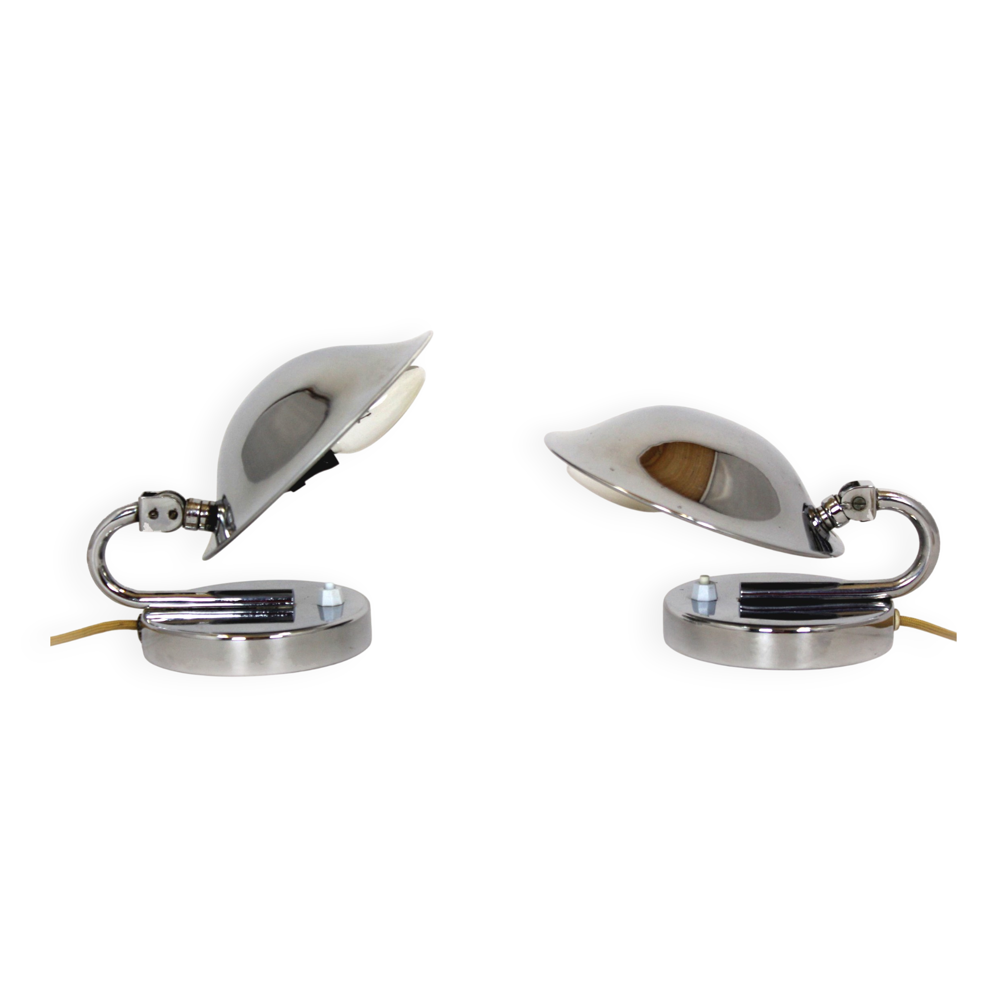 Bauhaus Style Chrome Bedside Table Lamps from Napako, Czechoslovakia, 1930s