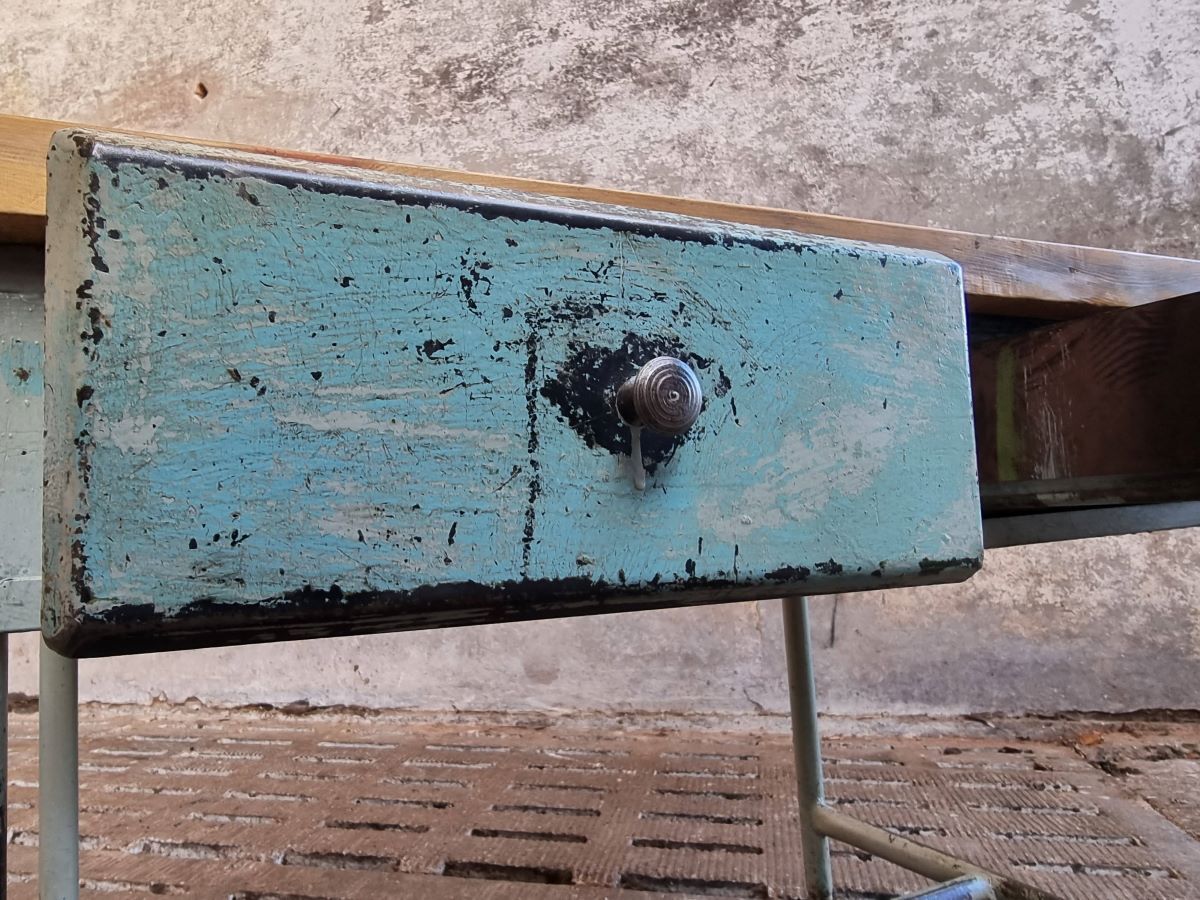 Industrial workbench side table bathroom furniture with drawers