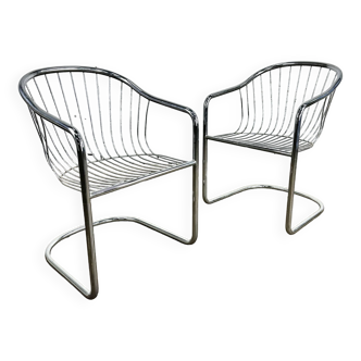 Vintage chrome wire chairs