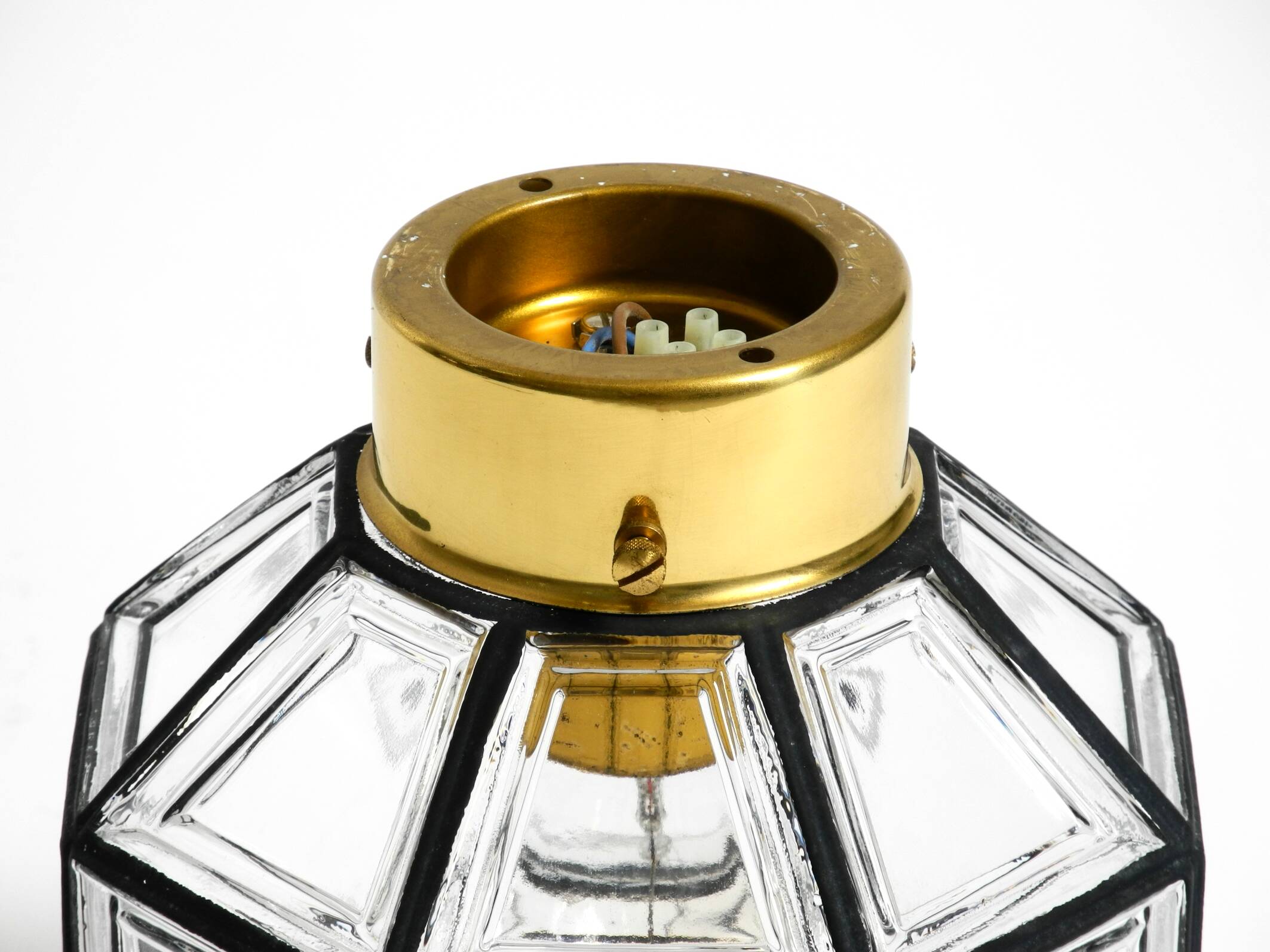 Beautiful 1970s Limburg glass ceiling lamp in octagon shape