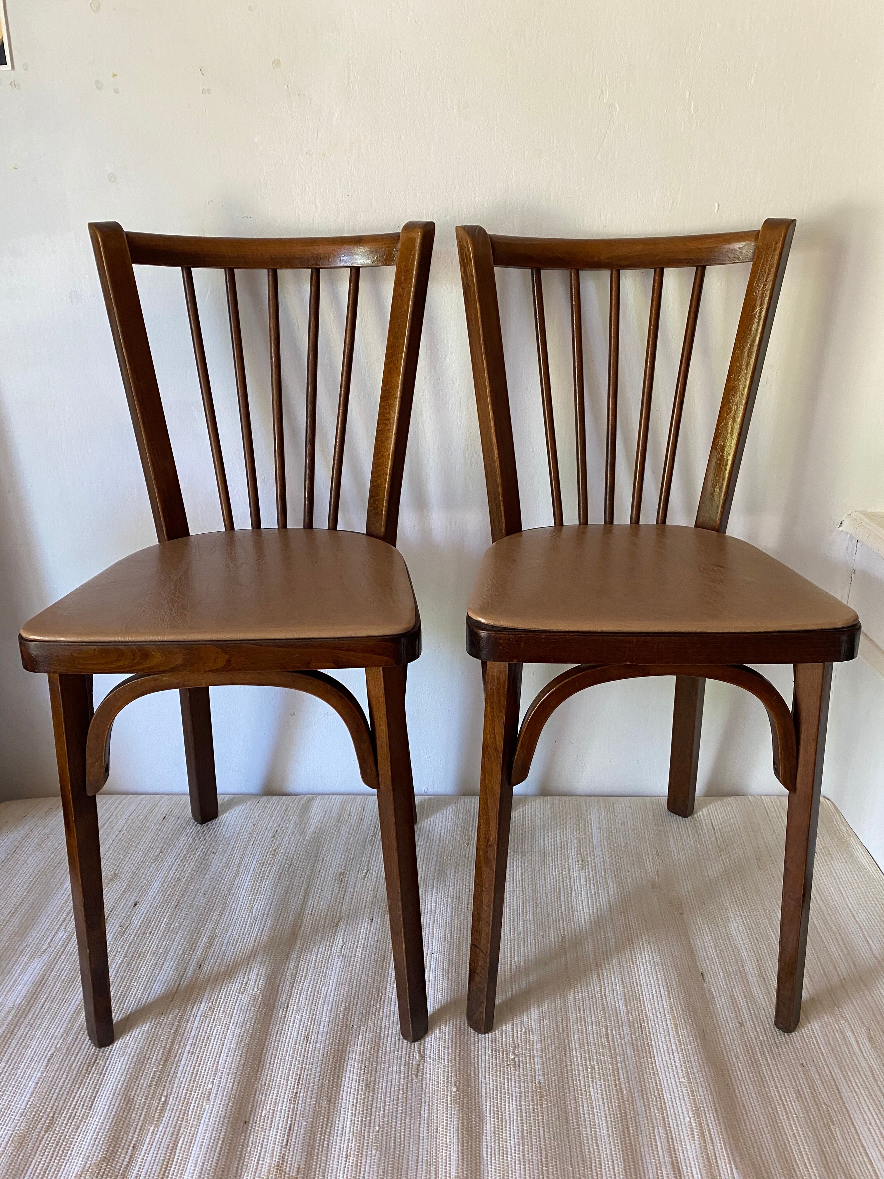 Baumann bistro chairs in wood and skaï