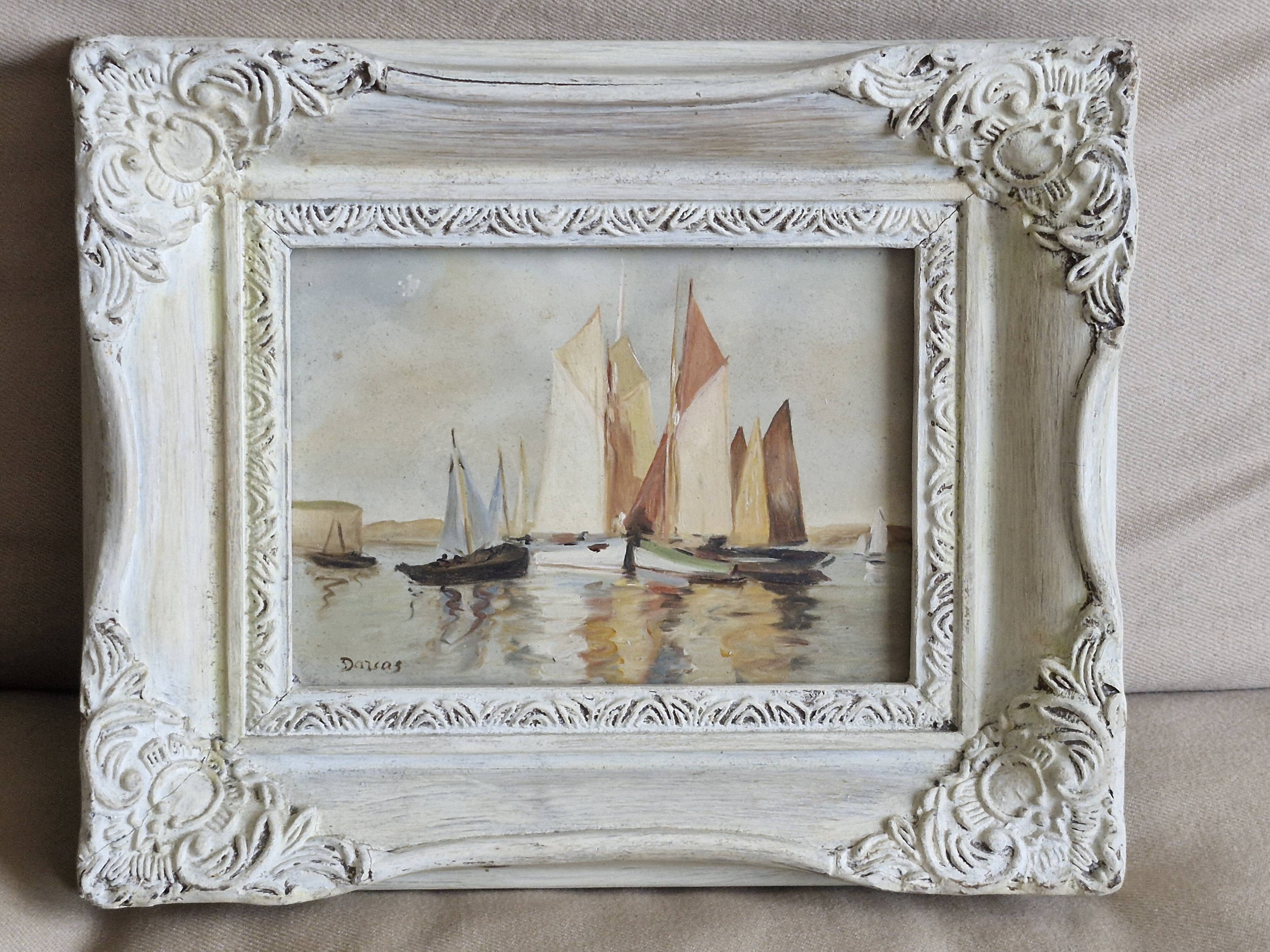 Marine oil painting wooden frame