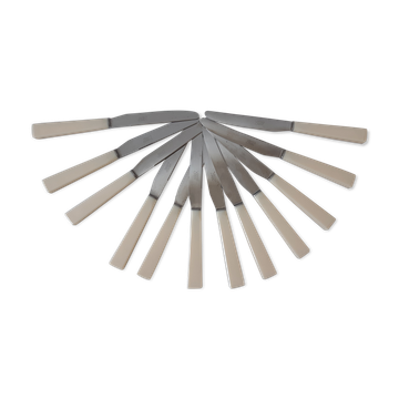 Ensemble de 12 couteaux en inox et bakélite "Yanid" années 60-70