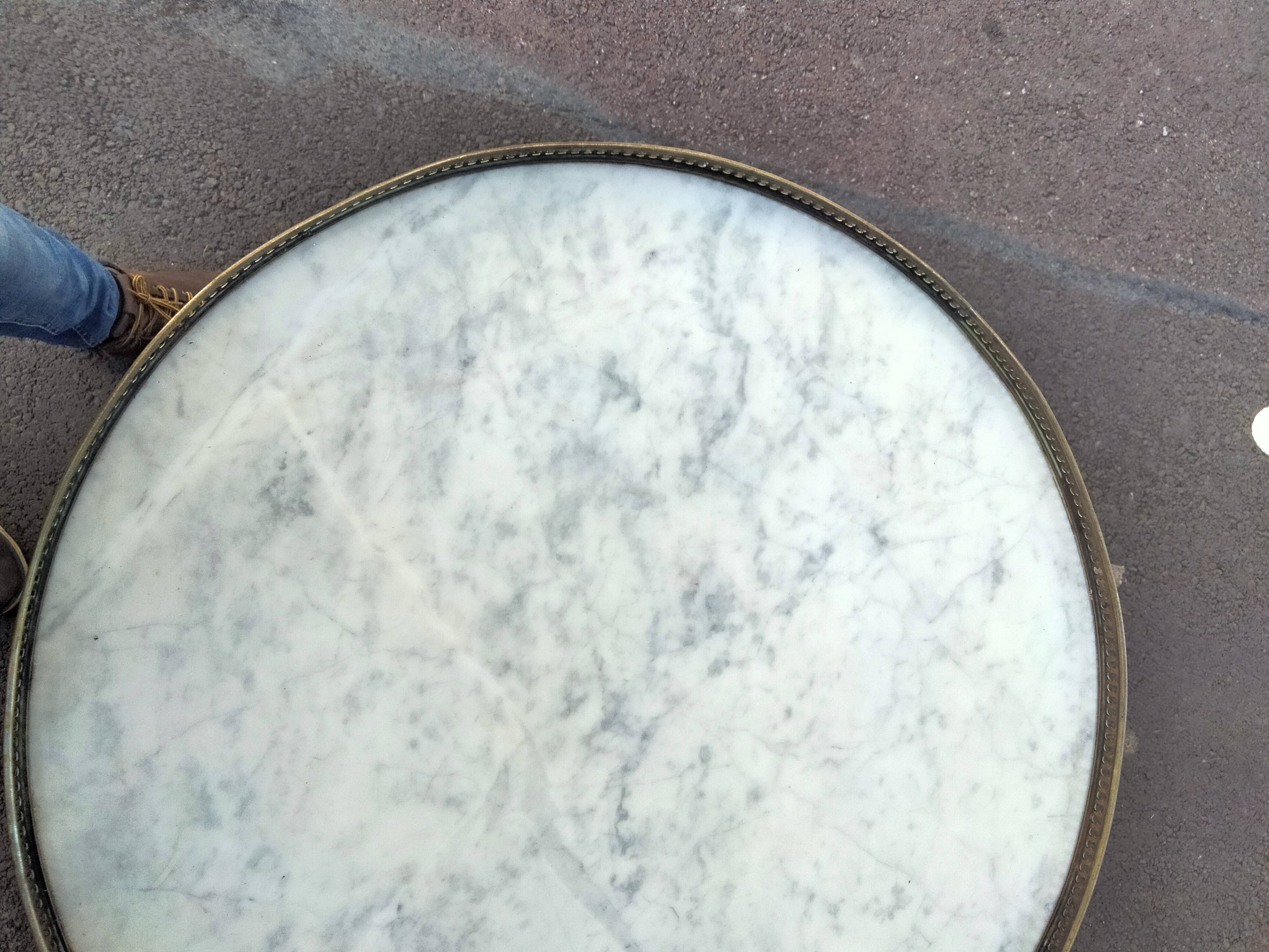 High table old hot water bottle Louis XVI style with marble top