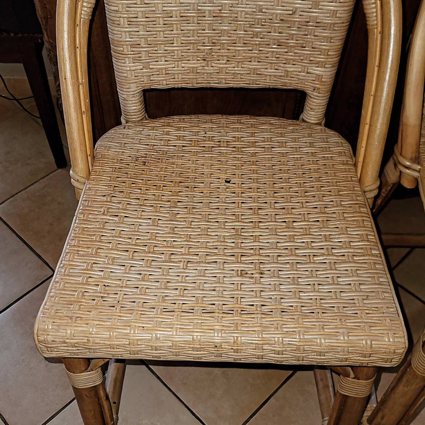 Tabourets de bar rotin vintage