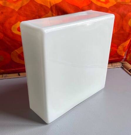 Square vintage opaline ceiling light fixture