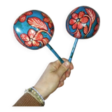Pair of handmade Mexican maracas in painted gourd – 1960s/70s