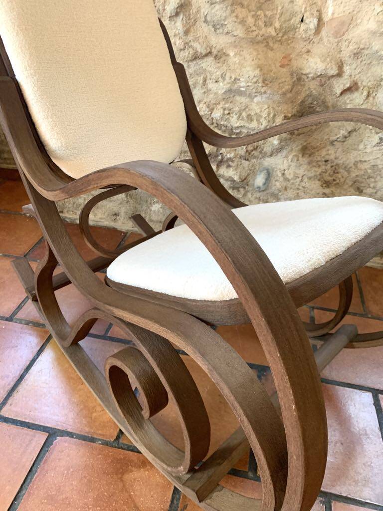 White terry fabric rocking chair