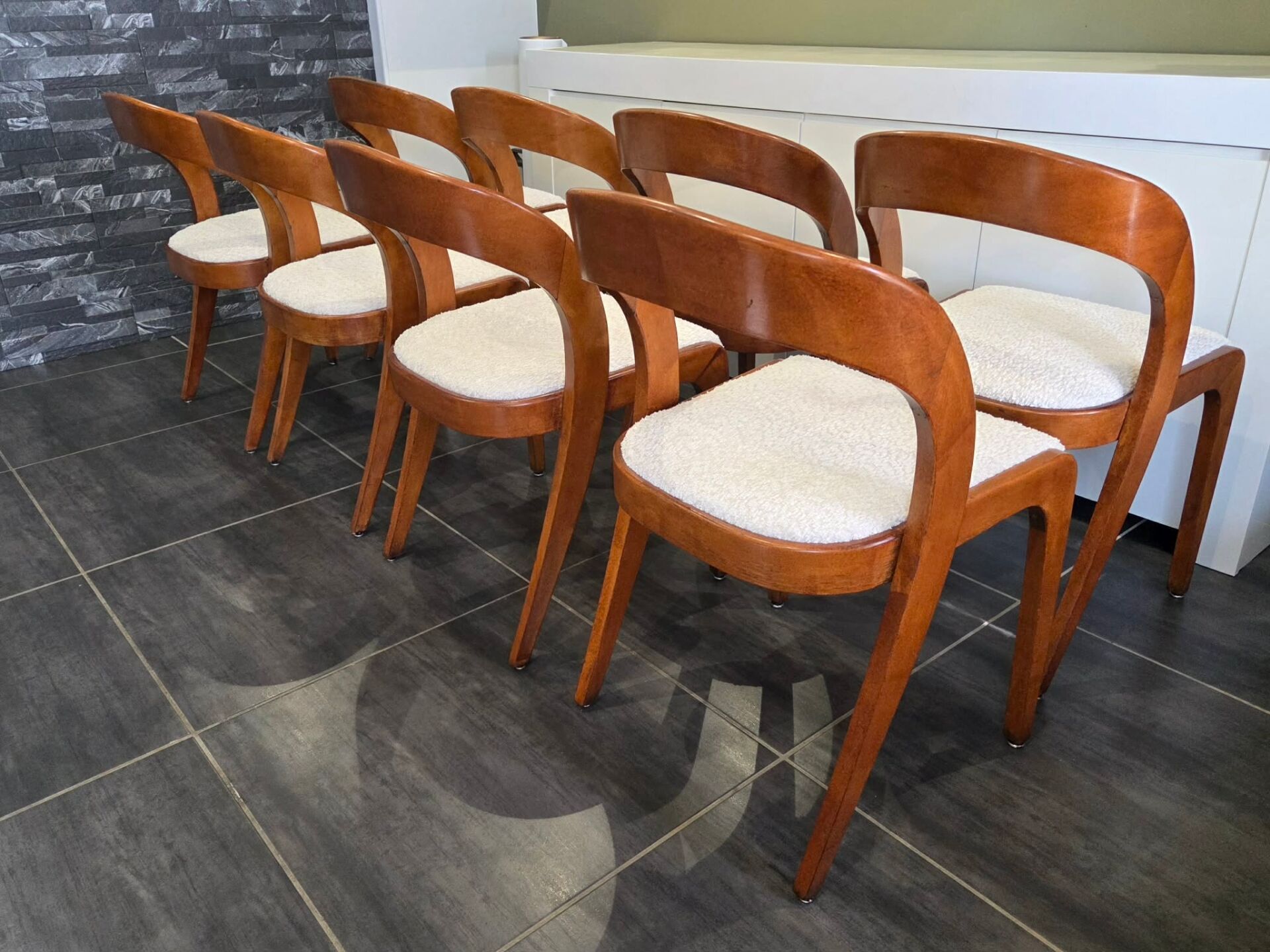 Set of 8 vintage Baumann Gondole chairs, 1960s.