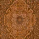Vintage Hand-knotted Medallion Design Turkish Wool Area Rug Overdyed in Orange for Living Room