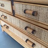 Smal drawer cabinet bamboo ratan 1970