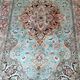 Silk cashmere rug pastel tones floral patterns India Kashmir vintage 181 cm x 286 cm