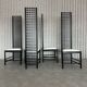 Set of 4 Postmodern Steel Dining Chairs – Sculptural High-Back Design, c. 1980s
