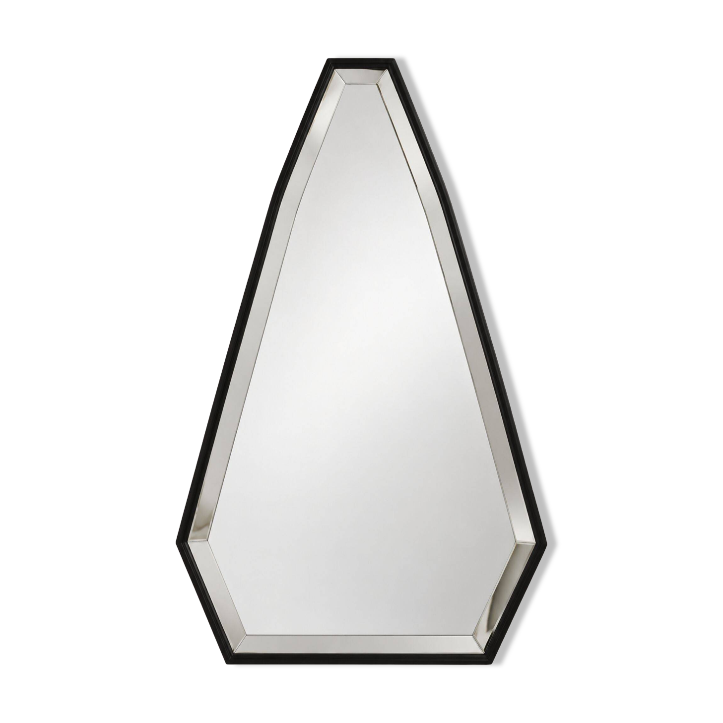 Pentagonal mirror with a black metal frame