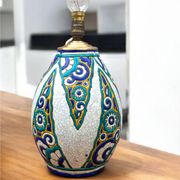 Charles Catteau vase lamp, Boch La Louvière, art deco ceramic
