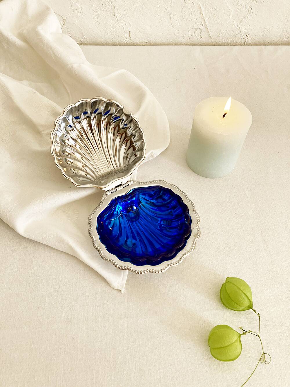 Silver-plated shell butter dish, 1950s