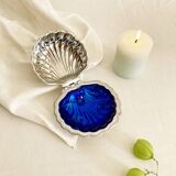 Silver-plated shell butter dish, 1950s