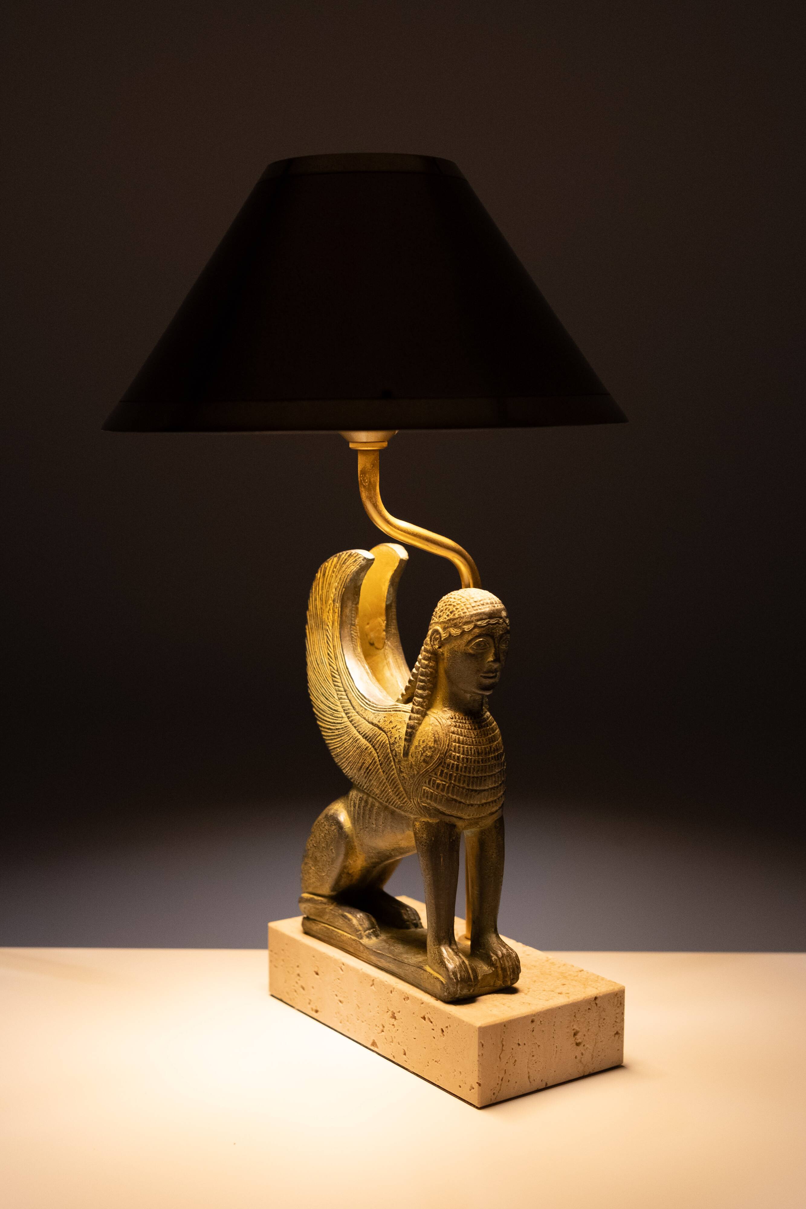 Maison Le Dauphin France, Exceptional Sphinx Table Lamp 1970s