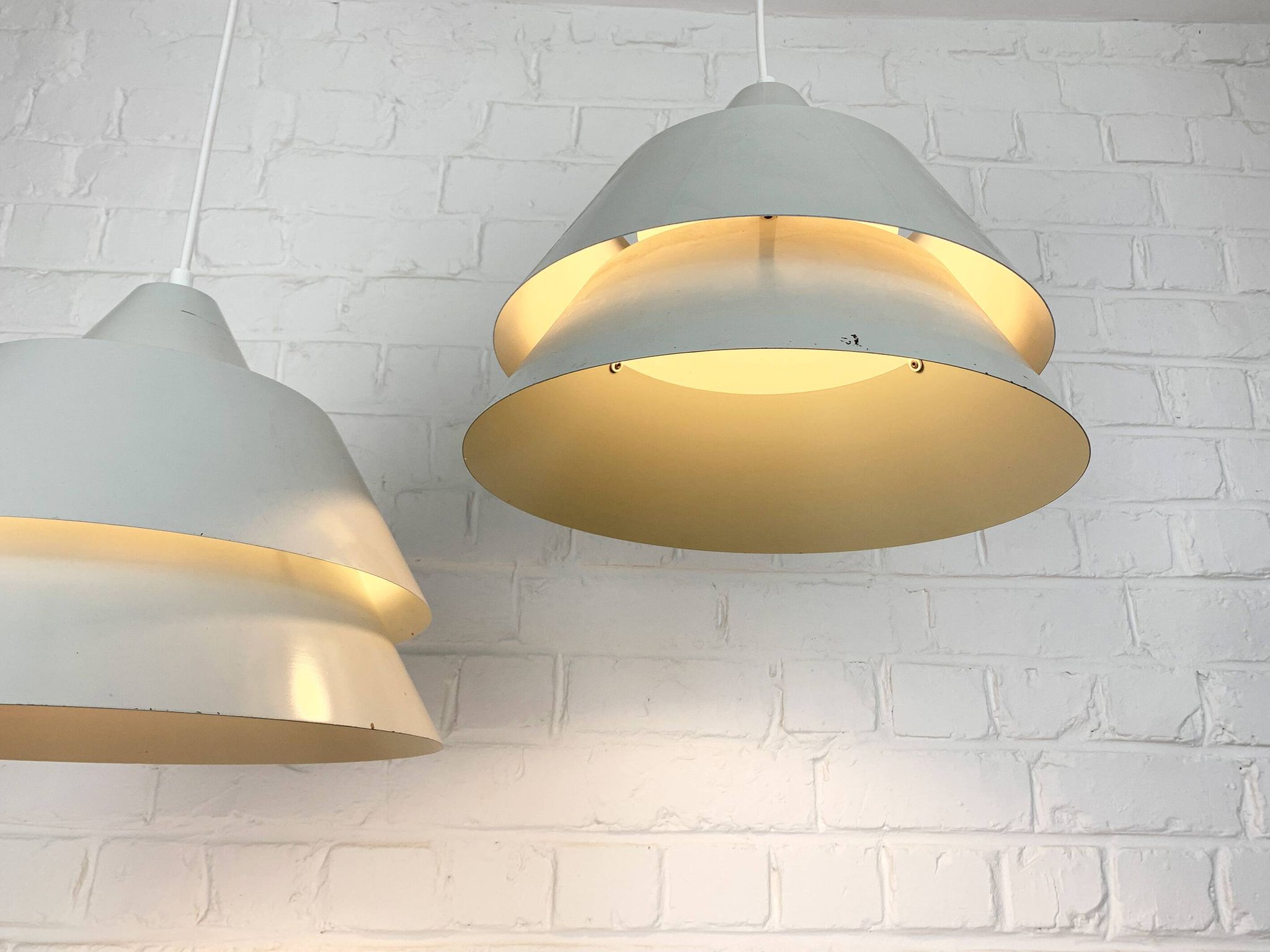 Pair of Zone Pendant Lights in gray, Jo Hammerborg for Fog & Mørup, 1960s