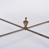 Set of Three Hollywood Regency Brass an Glass Nesting Tables Maison Jansen Style