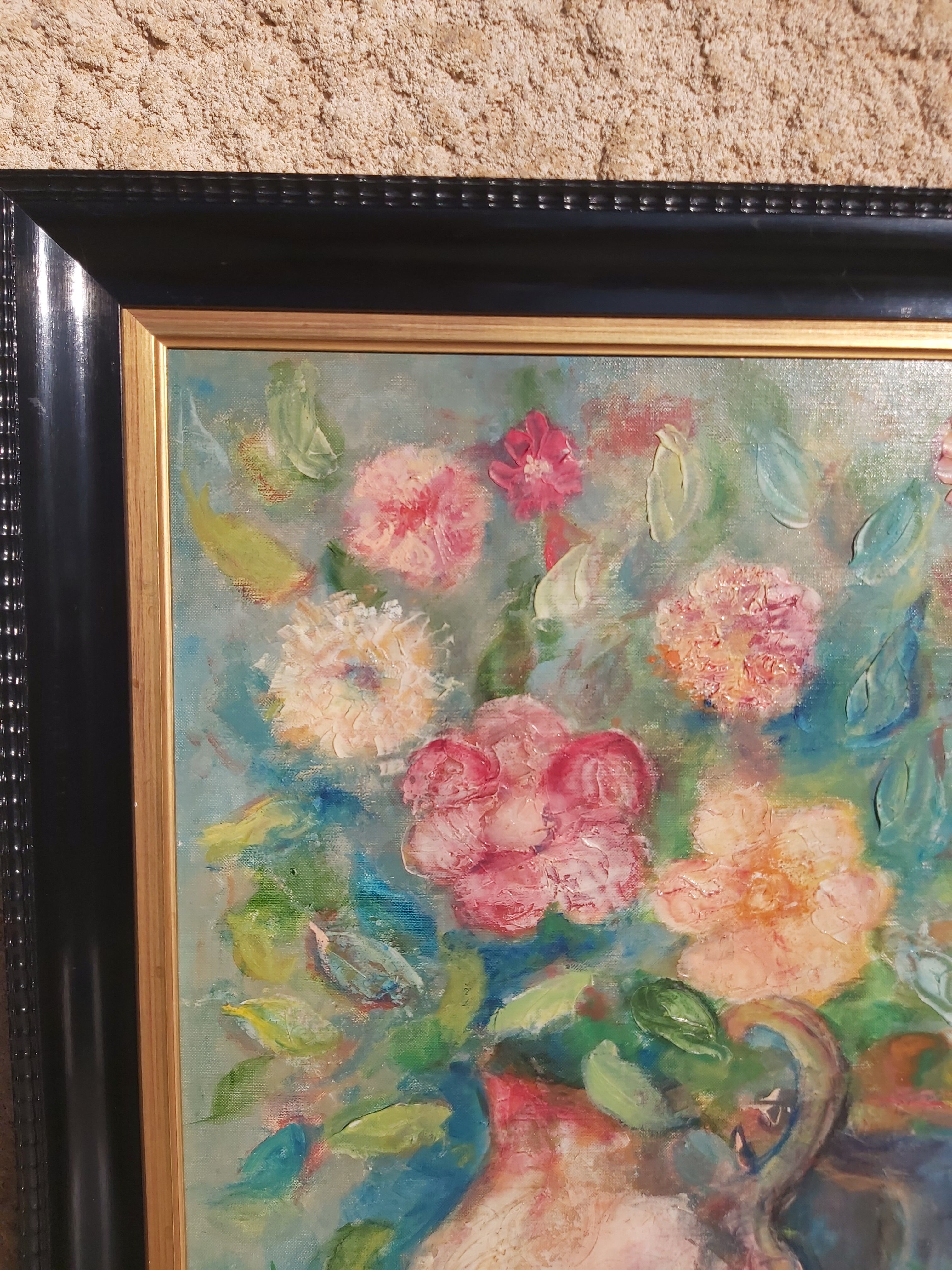 Oil on canvas bouquet of flowers Georges Benoit