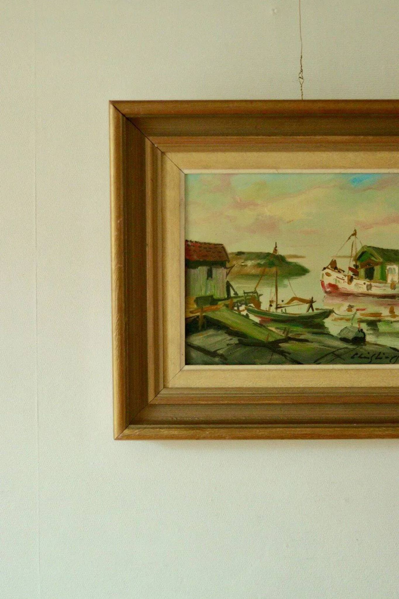 Boat in the harbour by Carl Christiansson