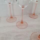 8 Pink Stem Wine/Water Glasses