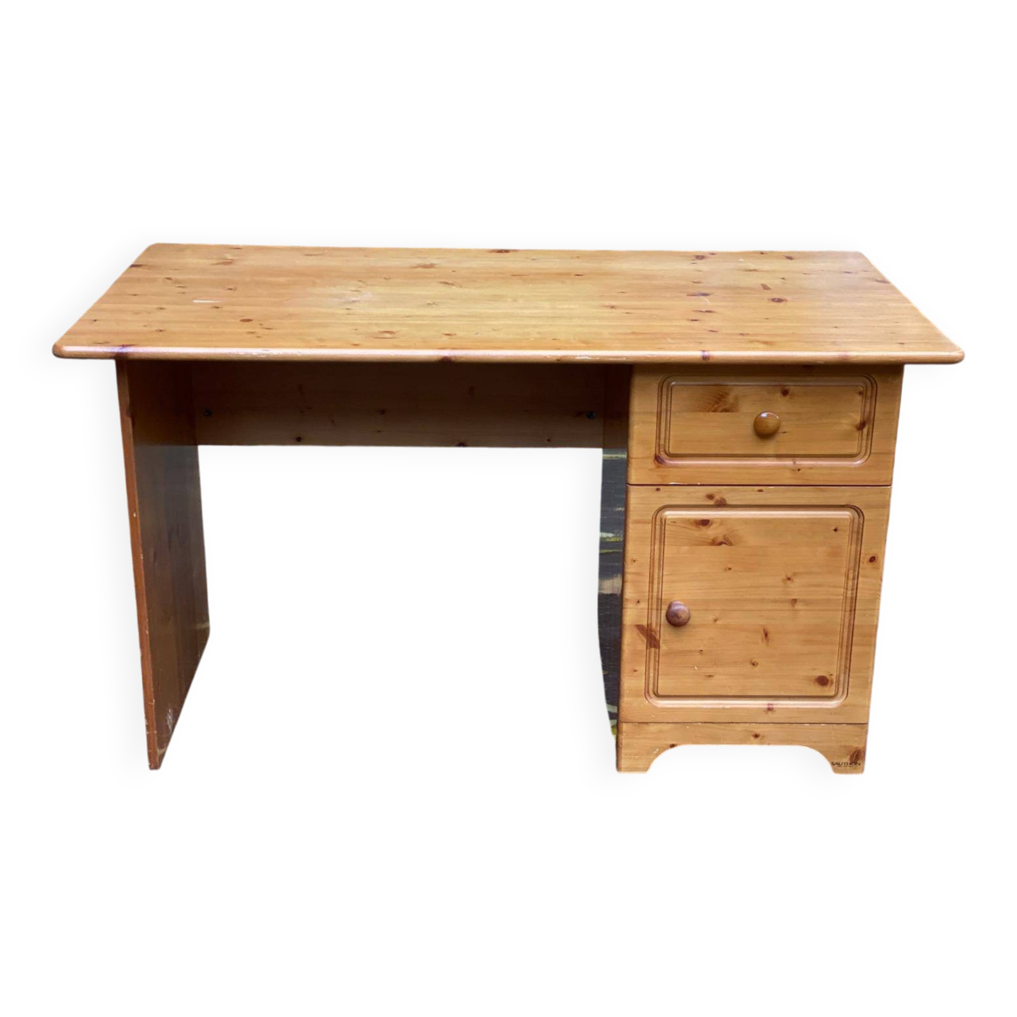 Scandinavian solid wood desk with drawer, 132cm
