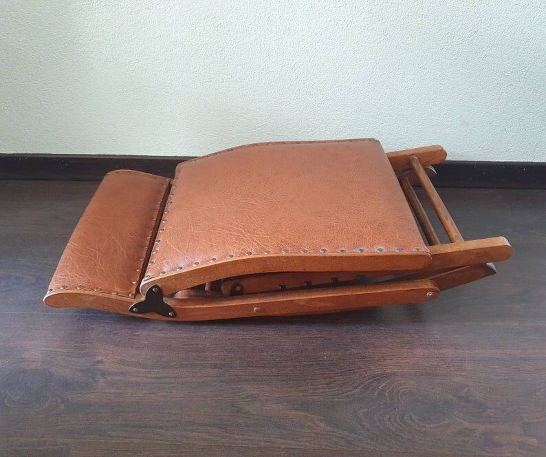 70s wooden folding footrest