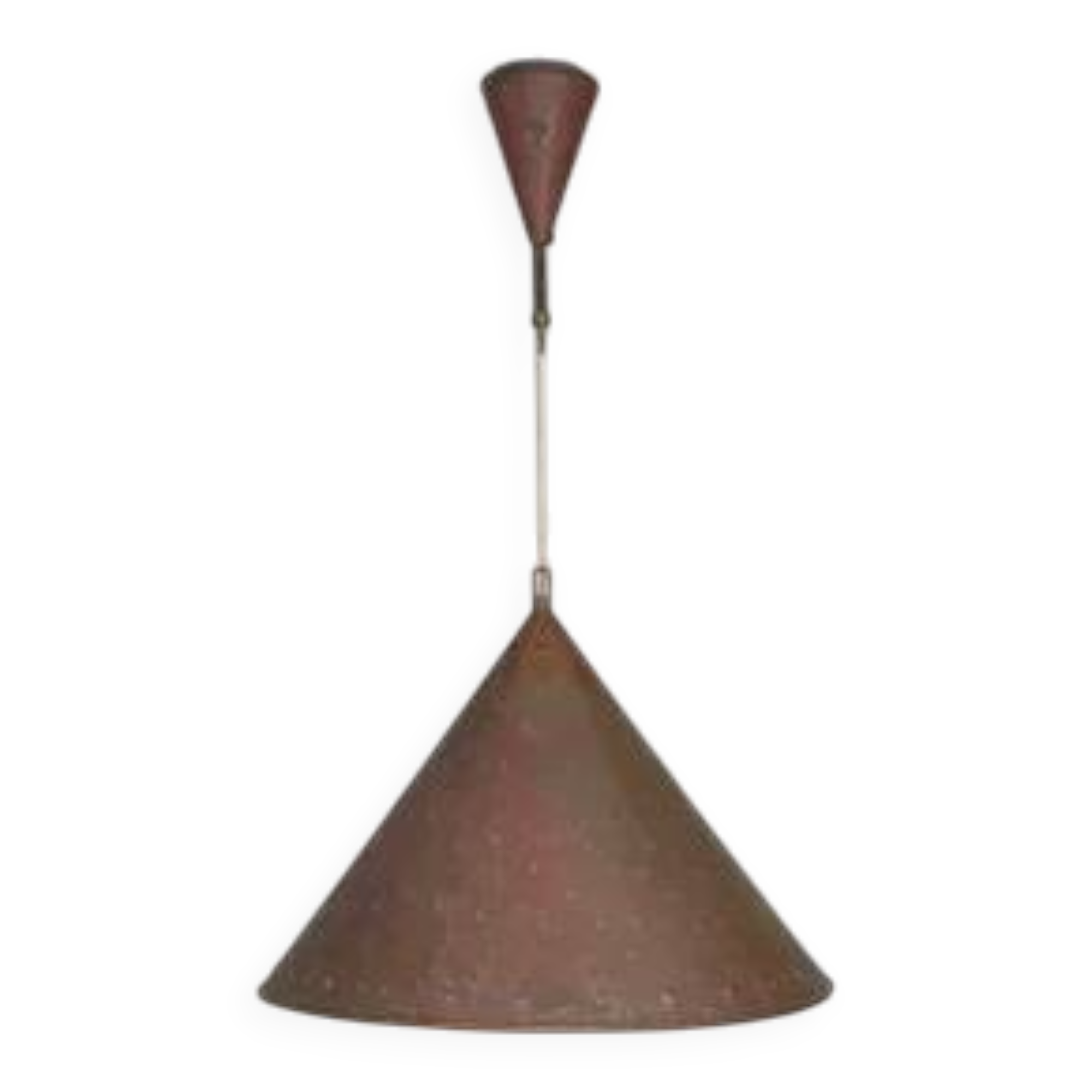 Brutalist suspension, hammered copper, E.S Horn Aalestrup Denmark, 1950-60