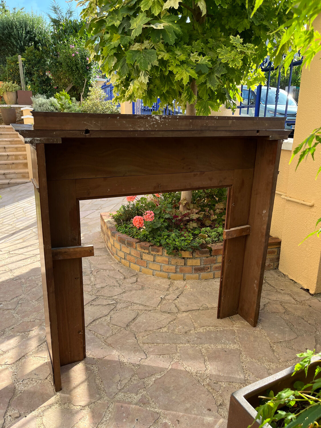 Wooden fireplace mantle