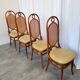 Set of 4 Vintage Bentwood Dining Chairs: Cane Back, Leather Seat, Thonet St