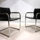2 leather and chrome metal armchairs Matteo Grassi, 1970