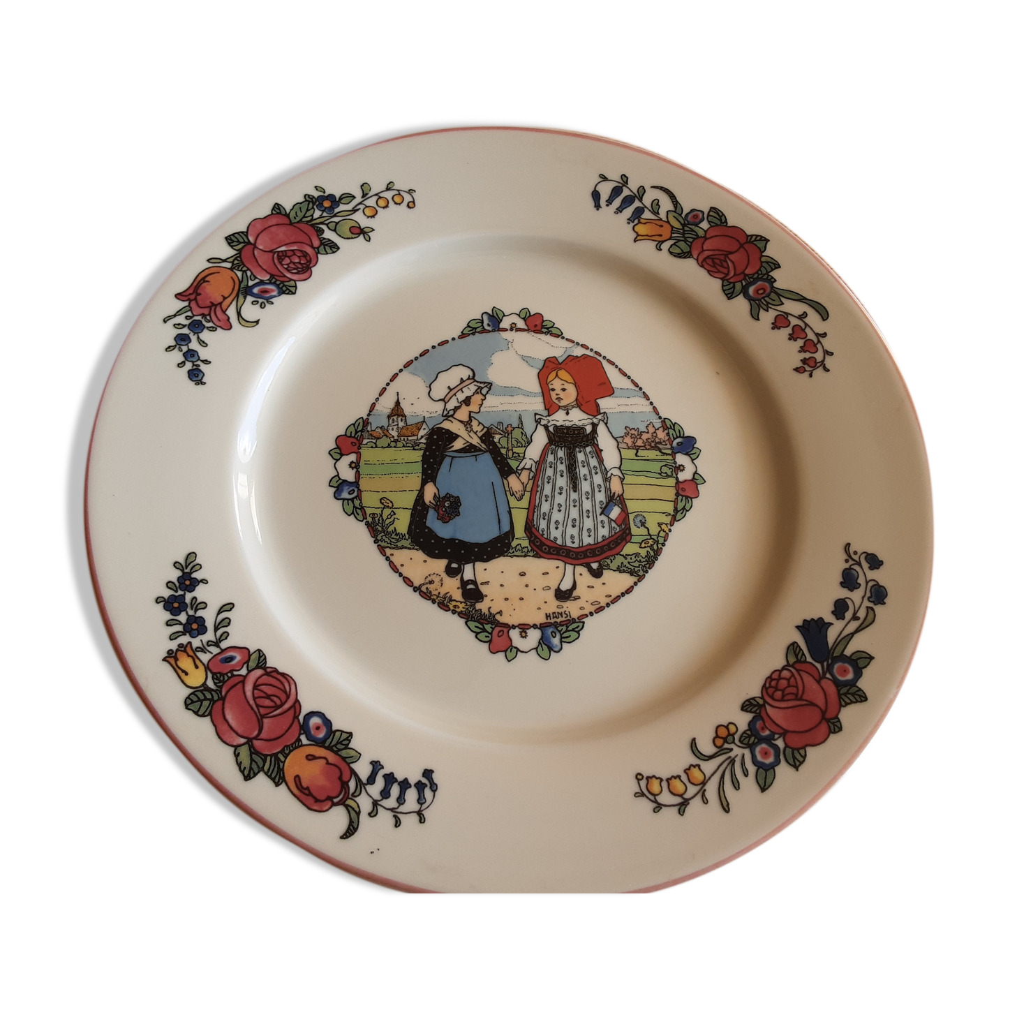 Porcelain dish Apilco drawing Hansi
