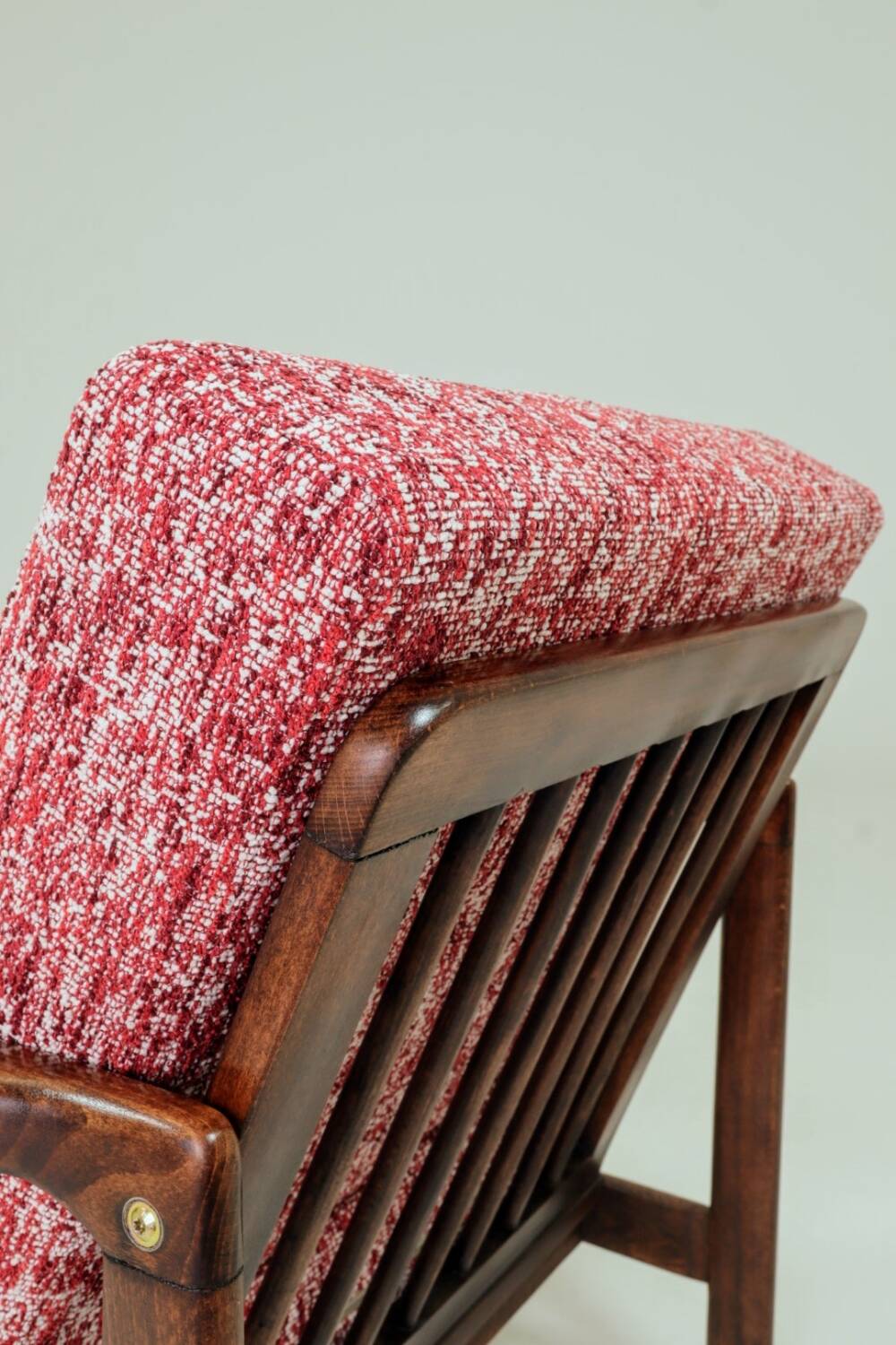 Scandinavian armchair red lobster mid century modern design 1965