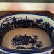 English earthenware planter, blue monochrome, 20th century