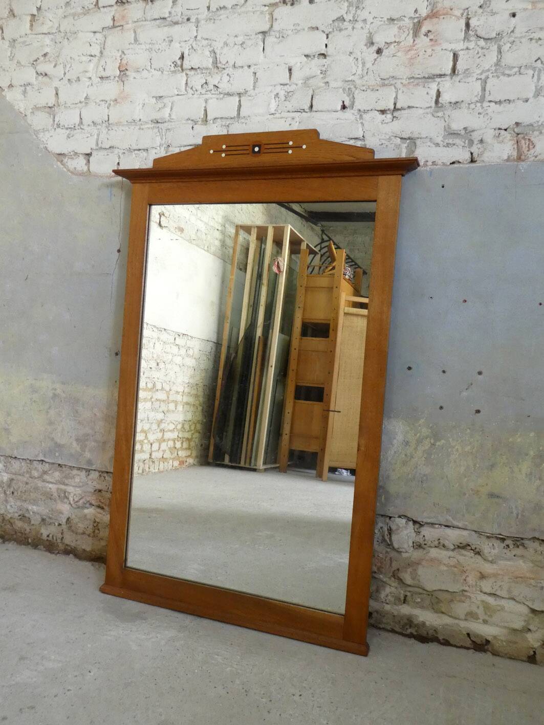 large mirror in oak and marquetry, 1950